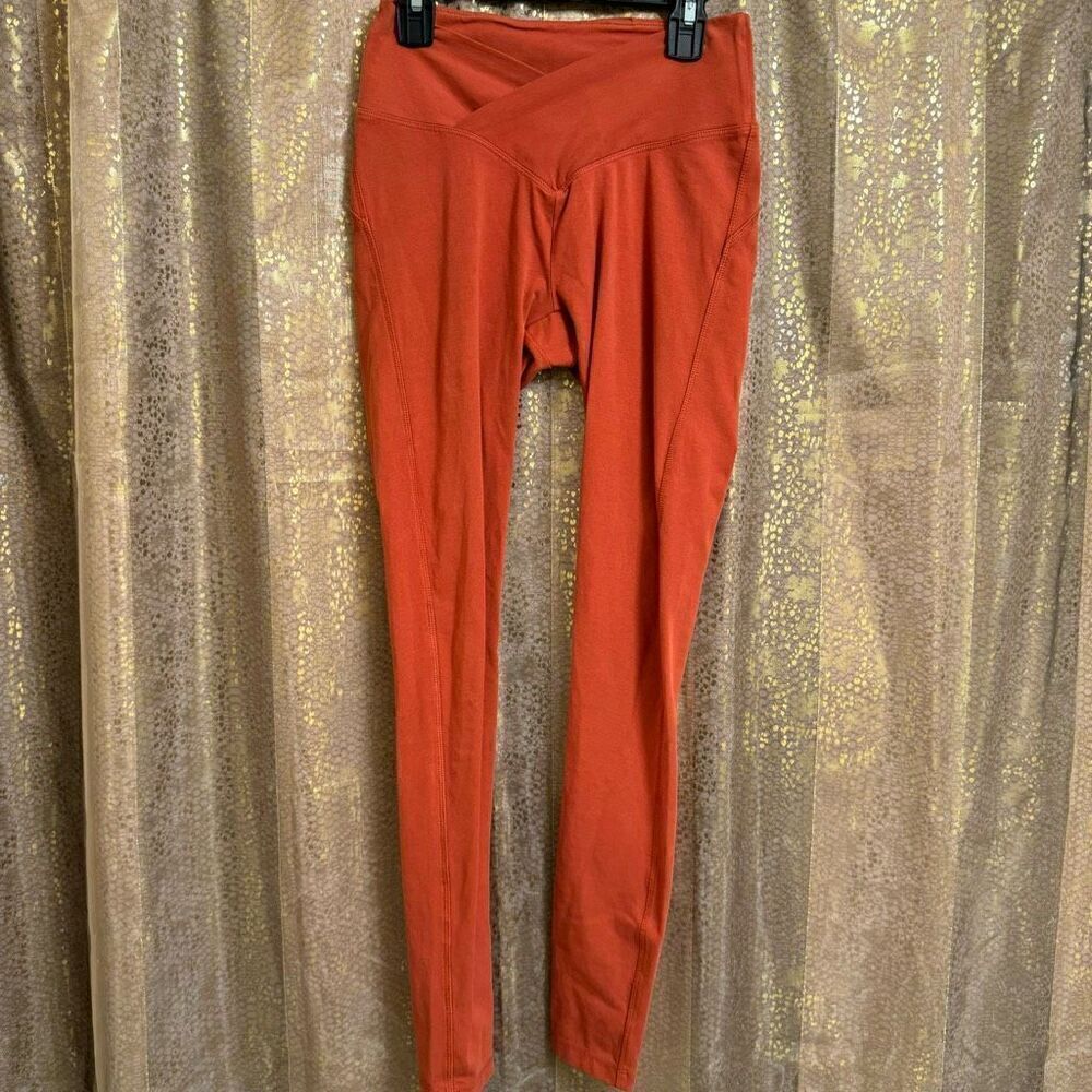 PINK Victorias Secret Orange Cotton Crossover Waist Stretch Lounge Leggings XS